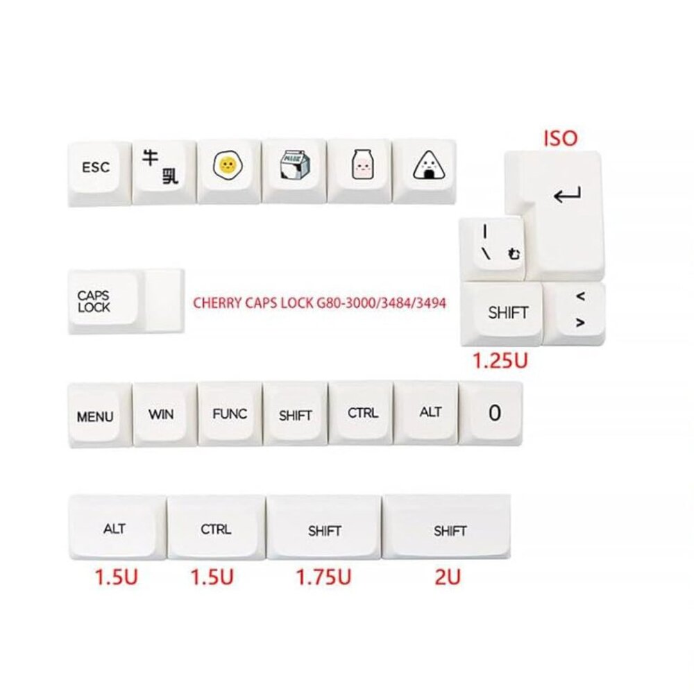 Keygeak White Keycaps for Mechanical Keyboard Personalized Milk Set